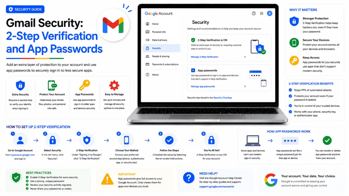 Gmail Security: 2-Step Verification and App Passwords