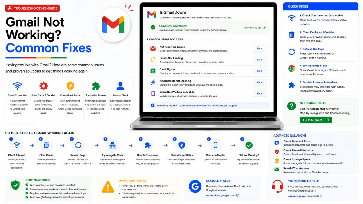Gmail Not Working? Common Fixes