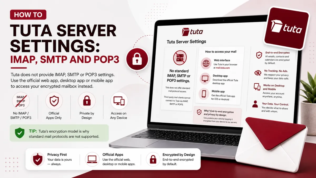Tuta Server Settings: IMAP, SMTP and POP3